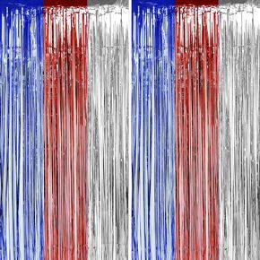 Teal Purple Tinsel Foil Fringe Curtains - Under The Sea Baby Shower Birthday Photo Backdrops Wedding Summer Beach Pool Party Decor Photo Booth Props Backdrops Decorations, 2PC