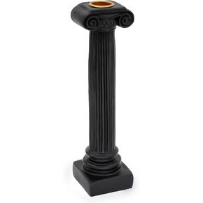 ثيندولكس حامل شموع مدبب من الراتنج على الطراز اليوناني، تصميم منحوت بشكل عمود روماني انيق للشموع المدببة (9 انش، اسود) in Kuwait