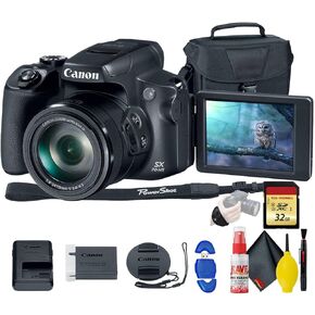 كاميرا Canon PowerShot SX70 HS الرقمية (3071C001) - مع بطاقة ذاكرة سعة 32 جيجابايت، وحقيبة، وأدوات تنظيف، والمزيد (متجددة) in Saudi Arabia