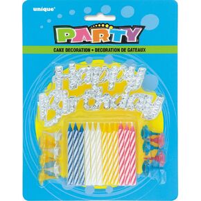 Multicolor Happy Birthday Script Candles - 2.5" (24 Ct) - Gorgeous Party Decor for Unforgettable Celebrations