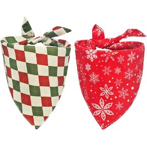 مناديل عيد الميلاد للكلاب - قطعتان من وشاح الكلب لشجرة عيد الميلاد ورجل خبز الزنجبيل للصبي والفتاة، باندانا لعيد الميلاد للكلاب للكلاب المتوسطة والكبيرة (A-1) in Kuwait