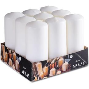SPAAS White Pillar Candles - 9 Pack | 6 Inch Large White Dripless Pillar Candles | Long Burning Unscented Pillar Candles for Home Décor, Memorial, Vigil, Parties, Wedding, Decorative Lantern