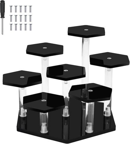 حامل عرض أكريليك من Honvinor، رف عرض للمقتنيات، شخصيات البوب، حامل عرض أكريليك من 7 طبقات لعرض الكب كيك والعطور، حامل عرض للديكور والتنظيم (مثمن) in Kuwait