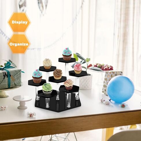 حامل عرض أكريليك من Honvinor، رف عرض للمقتنيات، شخصيات البوب، حامل عرض أكريليك من 7 طبقات لعرض الكب كيك والعطور، حامل عرض للديكور والتنظيم (مثمن) in Kuwait