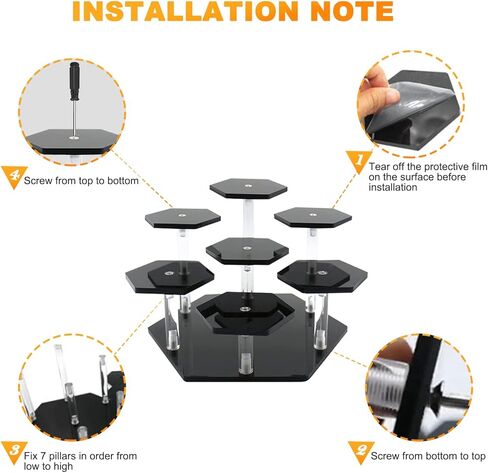 حامل عرض أكريليك من Honvinor، رف عرض للمقتنيات، شخصيات البوب، حامل عرض أكريليك من 7 طبقات لعرض الكب كيك والعطور، حامل عرض للديكور والتنظيم (مثمن) in Kuwait