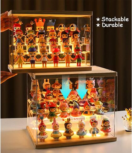 Nynelly Acrylic Display Case for Collectibles, 5 Tier Clear Rock Display Case Stand, Assemble Countertop Display Box Storage Showcase for Mini Funko Pop Figures Collectibles Toys,Pink in Kuwait