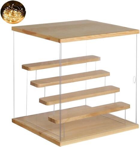 Nynelly Acrylic Display Case for Collectibles, 5 Tier Clear Rock Display Case Stand, Assemble Countertop Display Box Storage Showcase for Mini Funko Pop Figures Collectibles Toys,Pink in Kuwait