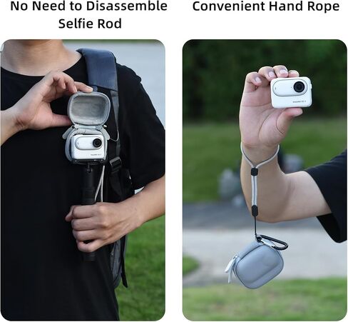 حقيبة حمل صغيرة Flymile لجهاز Insta360 GO 3، حقيبة تخزين صغيرة من البولي يوريثان بغطاء صلب للسفر حقيبة محمولة مع حلقة تسلق بحجم الجيب ملحق كاميرا الحركة (أسود) in Kuwait