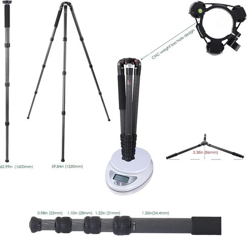 OBO V880A حامل ثلاثي من ألياف الكربون للصيد 4 أقسام 34.4 مم 1520 مم أسود in Kuwait