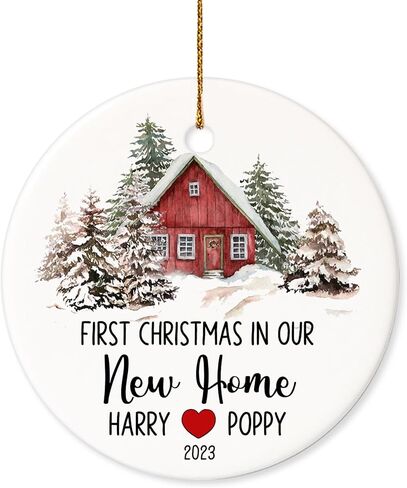 BSQUIELE First Christmas in Our New Home Ornament 2023, Housewarming Gift for Newlywed Married Engaged Couple, 1st Christmas in Our New Home, Ceramic Ornament Xmas Tree Decoration, Wedding Shower Gift in Kuwait