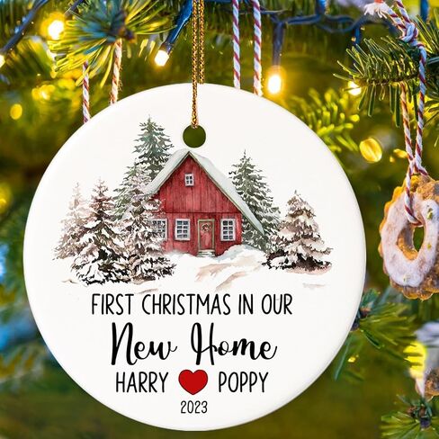 BSQUIELE First Christmas in Our New Home Ornament 2023, Housewarming Gift for Newlywed Married Engaged Couple, 1st Christmas in Our New Home, Ceramic Ornament Xmas Tree Decoration, Wedding Shower Gift in Kuwait