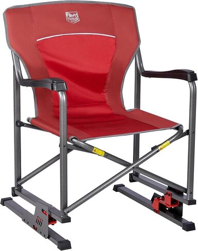 TIMBER RIDGE Folding Bounce Rocking Camping Compact Outdoor Lawn Chair, Supports 300 LBS, Red in Kuwait