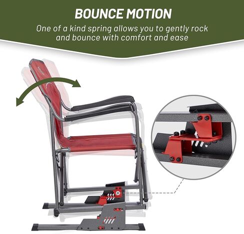 TIMBER RIDGE Folding Bounce Rocking Camping Compact Outdoor Lawn Chair, Supports 300 LBS, Red in Kuwait
