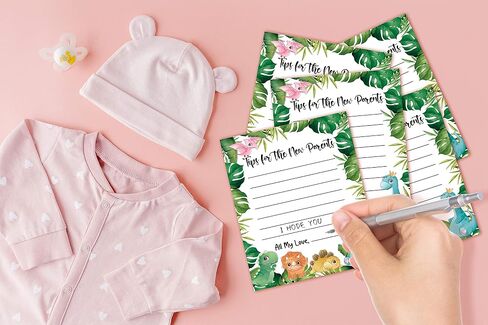 Baby Shower Game Set, Parenting Tip Jar Party Games(1 Standing Sign + 20 Advice Cards), Safari Jungle Blank Advice Cards for New Parents, Dinosaur Baby Shower/Gender Reveal Party Favor Decor(A04) in Saudi Arabia