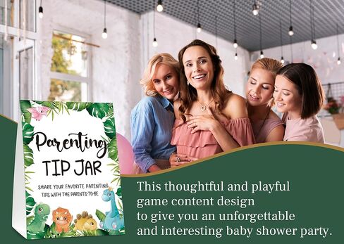 Baby Shower Game Set, Parenting Tip Jar Party Games(1 Standing Sign + 20 Advice Cards), Safari Jungle Blank Advice Cards for New Parents, Dinosaur Baby Shower/Gender Reveal Party Favor Decor(A04) in Saudi Arabia