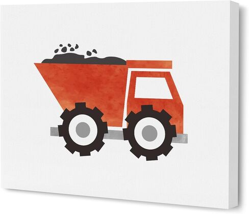 Framed Canvas Wall Art, Wall Decor Construction Trucks Artwork Decor, 12 x 15 inches Wall Art For Kids Bedroom Children Nursery Wall Art Rainbow Decor-Inclusive Classroom - Wallart-056 in Kuwait