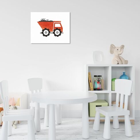Framed Canvas Wall Art, Wall Decor Construction Trucks Artwork Decor, 12 x 15 inches Wall Art For Kids Bedroom Children Nursery Wall Art Rainbow Decor-Inclusive Classroom - Wallart-056 in Kuwait