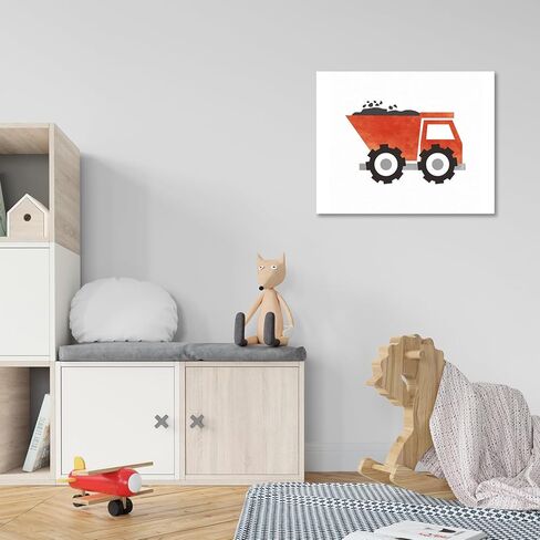 Framed Canvas Wall Art, Wall Decor Construction Trucks Artwork Decor, 12 x 15 inches Wall Art For Kids Bedroom Children Nursery Wall Art Rainbow Decor-Inclusive Classroom - Wallart-056 in Kuwait