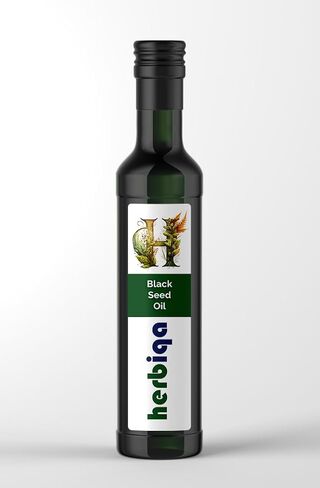 HERBIQA زيت الحبة السوداء المعصور على البارد، العلامة التجارية والمنتج التركي الأصلي، 100% عذراء إضافية - غير مكرر، نسبة عالية من الثيموكينون، أوميغا 3-6-9، زجاجة من زجاج العنبر. in Saudi Arabia