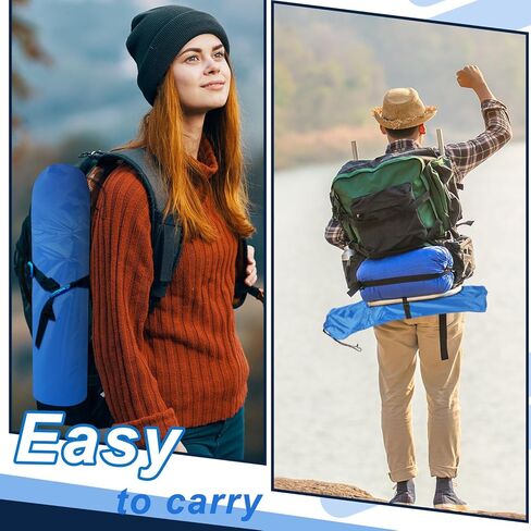 كراسي تخييم قابلة للطي مع شنطة حمل، كراسي محمولة خفيفة الوزن للشاطئ، كرسي قابل للطي للاستخدام في الهواء الطلق مع حامل اكواب شبكي للسفر والتخييم والشاطئ والصيد والرياضة (ازرق) in Kuwait