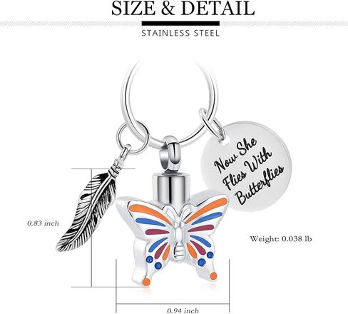 Yinplsmemory Cremation Jewelry Butterfly Urn Keychain for Ashes for Women-Now She Flies with Butterfly Urn Keyring in Saudi Arabia