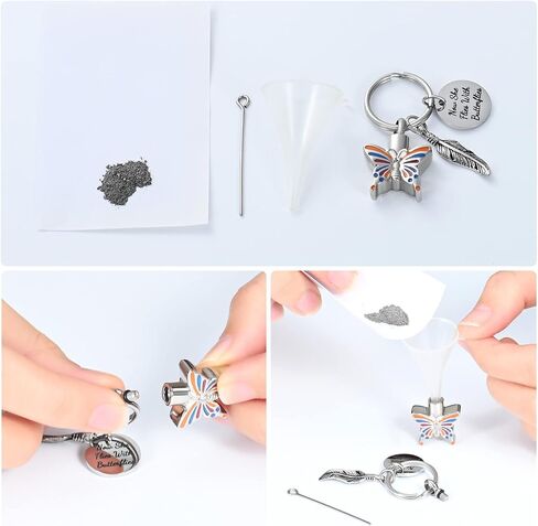 Yinplsmemory Cremation Jewelry Butterfly Urn Keychain for Ashes for Women-Now She Flies with Butterfly Urn Keyring in Saudi Arabia