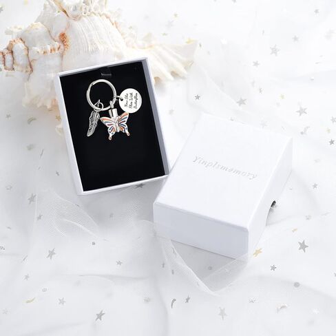 Yinplsmemory Cremation Jewelry Butterfly Urn Keychain for Ashes for Women-Now She Flies with Butterfly Urn Keyring in Saudi Arabia