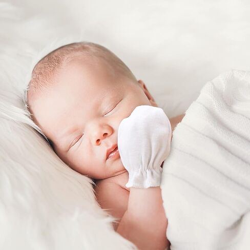 قفازات BQUBO لحديثي الولادة والأطفال الصغار لا تسبب الخدش، قفازات معصم مرنة من القطن لا تسبب الحساسية للأطفال من عمر 0 ​​إلى 6 أشهر للأطفال الأولاد والبنات in Kuwait