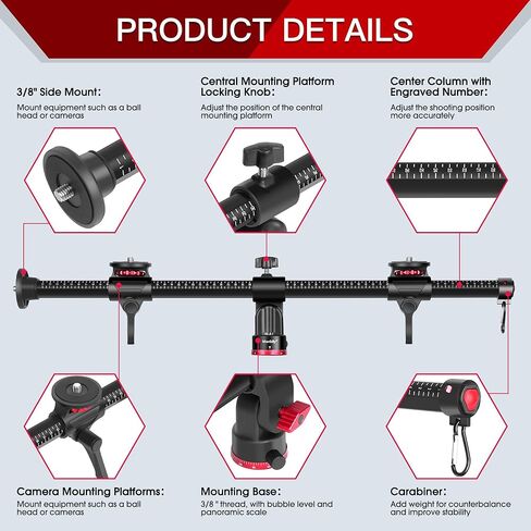 مانبيلي ذراع تمديد ثلاثي القوائم، عمود مركزي افقي ثلاثي القوائم 27.6 انش، قضيب ملحقات ثلاثي القوائم من الالومنيوم قابل للدوران 360 درجة، ذراع بوم ثلاثي القوائم للتصوير العلوي للكاميرا in Kuwait