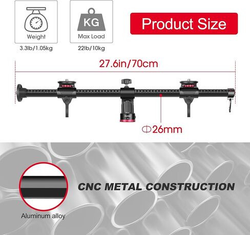 مانبيلي ذراع تمديد ثلاثي القوائم، عمود مركزي افقي ثلاثي القوائم 27.6 انش، قضيب ملحقات ثلاثي القوائم من الالومنيوم قابل للدوران 360 درجة، ذراع بوم ثلاثي القوائم للتصوير العلوي للكاميرا in Kuwait