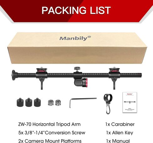 مانبيلي ذراع تمديد ثلاثي القوائم، عمود مركزي افقي ثلاثي القوائم 27.6 انش، قضيب ملحقات ثلاثي القوائم من الالومنيوم قابل للدوران 360 درجة، ذراع بوم ثلاثي القوائم للتصوير العلوي للكاميرا in Kuwait