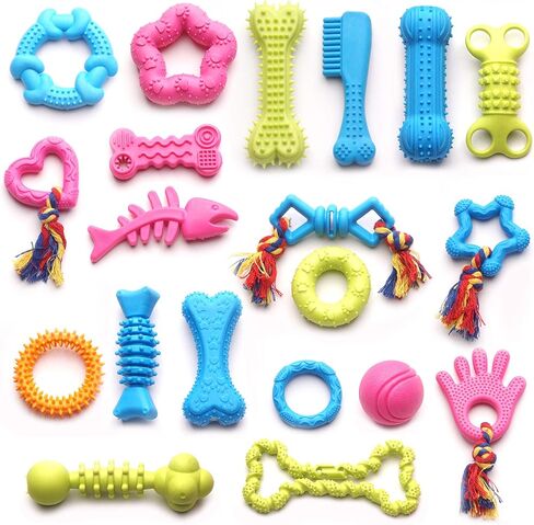 لعبة تسنين الكلاب 20 عبوة من كرة مطاطية للشد والسحب تصدر صوت صرير من يونكدوم، ألعاب مضغ متينة للكلاب والجراء الصغيرة in Kuwait