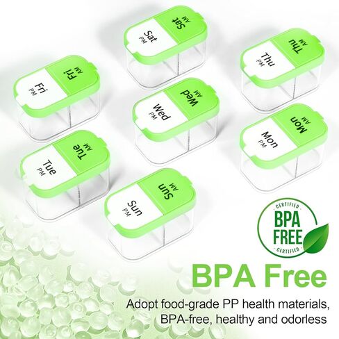 منظم حبوب الدواء الأسبوعي الكبير مرتين في اليوم، منظم صندوق حبوب الدواء اليومي الكبير صباحًا ومساءً، علبة حبوب منع الحمل المحمولة القابلة للفصل سهلة التتبع، حاوية كبيرة مكونة من 14 حجرة شفافة للأدوية والفيتامينات والمكملات الغذائية in Kuwait