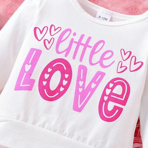 WOLBAY طفل رضيع فتاة عيد الحب الزي كم طويل الحب طباعة القطن قمم تي شيرت البلوز + طفل جرس قيعان الزي in Kuwait