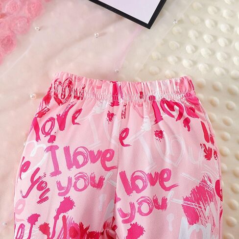 WOLBAY طفل رضيع فتاة عيد الحب الزي كم طويل الحب طباعة القطن قمم تي شيرت البلوز + طفل جرس قيعان الزي in Kuwait