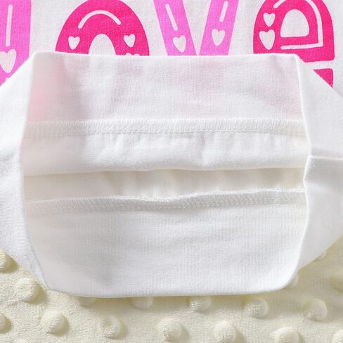 WOLBAY طفل رضيع فتاة عيد الحب الزي كم طويل الحب طباعة القطن قمم تي شيرت البلوز + طفل جرس قيعان الزي in Kuwait