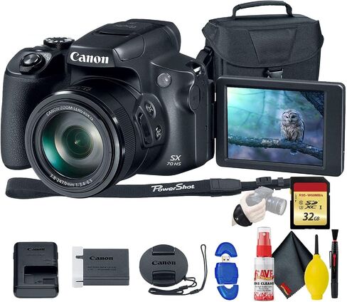 Canon PowerShot SX70 HS Digital Camera (3071C001) - with 32GB Memory Card, Bag, Cleaning Kit, More (Renewed) in Saudi Arabia