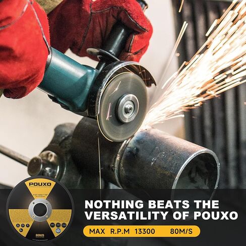POUXO 55 حزمة قطع العجلات 4 1/2 بوصة، رقيقة جدا 4.5 بوصة × 0.04 بوصة × 7/8 بوصة قطع عجلة للمعادن والفولاذ المقاوم للصدأ، قرص قطع طاحونة زاوية الخدمة الطويلة in Kuwait