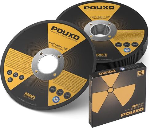 POUXO 55 حزمة قطع العجلات 4 1/2 بوصة، رقيقة جدا 4.5 بوصة × 0.04 بوصة × 7/8 بوصة قطع عجلة للمعادن والفولاذ المقاوم للصدأ، قرص قطع طاحونة زاوية الخدمة الطويلة in Kuwait