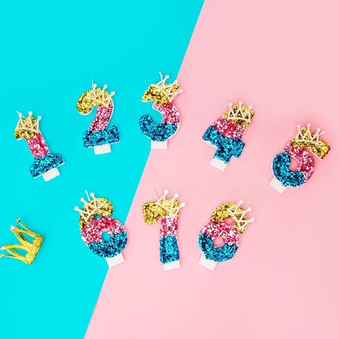 شموع أرقام عيد الميلاد من UVTQSSP مقاس 2.76 سم من الألماس الأزرق، زينة أعلى الكعكة لمستلزمات حفلات الزفاف والذكرى السنوية، رقم الثلج 6 in Kuwait