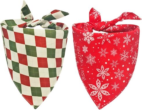 مناديل عيد الميلاد للكلاب - قطعتان من وشاح الكلب لشجرة عيد الميلاد ورجل خبز الزنجبيل للصبي والفتاة، باندانا لعيد الميلاد للكلاب للكلاب المتوسطة والكبيرة (A-1) in Kuwait
