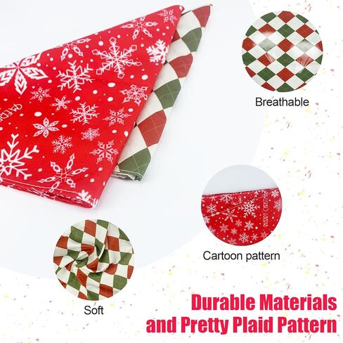 مناديل عيد الميلاد للكلاب - قطعتان من وشاح الكلب لشجرة عيد الميلاد ورجل خبز الزنجبيل للصبي والفتاة، باندانا لعيد الميلاد للكلاب للكلاب المتوسطة والكبيرة (A-1) in Kuwait