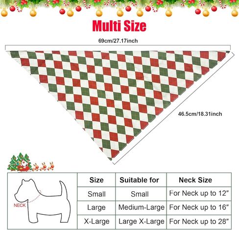 مناديل عيد الميلاد للكلاب - قطعتان من وشاح الكلب لشجرة عيد الميلاد ورجل خبز الزنجبيل للصبي والفتاة، باندانا لعيد الميلاد للكلاب للكلاب المتوسطة والكبيرة (A-1) in Kuwait
