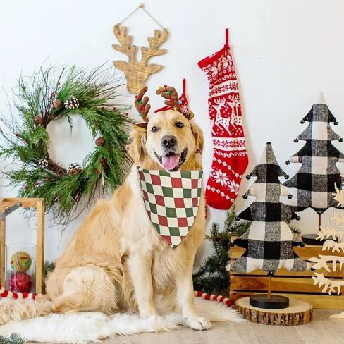 مناديل عيد الميلاد للكلاب - قطعتان من وشاح الكلب لشجرة عيد الميلاد ورجل خبز الزنجبيل للصبي والفتاة، باندانا لعيد الميلاد للكلاب للكلاب المتوسطة والكبيرة (A-1) in Kuwait