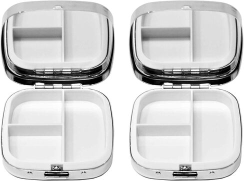Set of 2 Square-Shaped Pocket Purse Pill Box with Mirror (Silver Etched Diamond Pattern - Engraveable) in Saudi Arabia