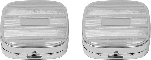 Set of 2 Square-Shaped Pocket Purse Pill Box with Mirror (Silver Etched Diamond Pattern - Engraveable) in Saudi Arabia
