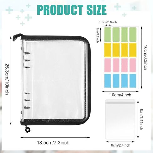 Paterr Pill Pouch Bags Zippered Pill Loose Leaf Storage Bag Portable Travel Pill Organizer with Labels and 60 Self Sealing Bags Reusable Storage Medicine Bags for Pills Tablets Vitamins, Clear Black in Saudi Arabia