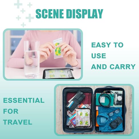 Paterr Pill Pouch Bags Zippered Pill Loose Leaf Storage Bag Portable Travel Pill Organizer with Labels and 60 Self Sealing Bags Reusable Storage Medicine Bags for Pills Tablets Vitamins, Clear Black in Saudi Arabia