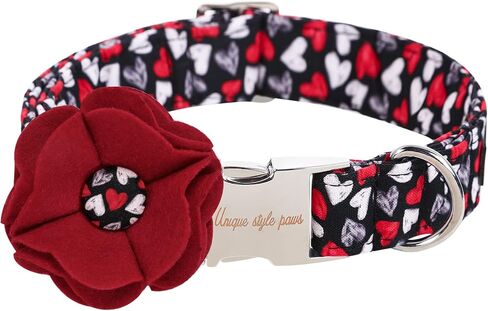 Unique style paws Dog Collar with Removable Felt Flower Tie Winter Christmas Plaid Pet Collar Girl Boy for Small Medium Large Dogs-Scottish Style-XS in Saudi Arabia
