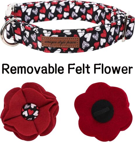 Unique style paws Dog Collar with Removable Felt Flower Tie Winter Christmas Plaid Pet Collar Girl Boy for Small Medium Large Dogs-Scottish Style-XS in Saudi Arabia
